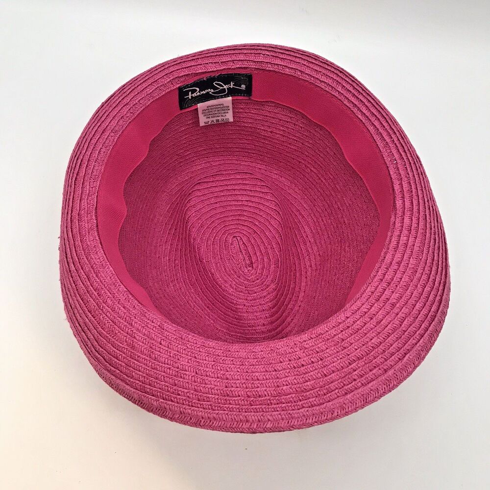 Panama Jack Short Brim Straw Fedora Women's OSFM Band Trilby Cuban Summer Beach - Picture 9 of 10